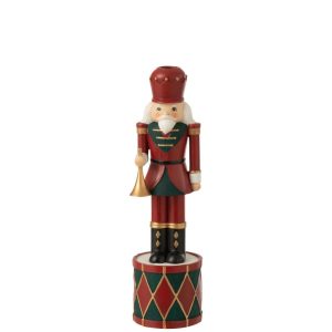 CANDLEHOLDER NUTCRACKER RESIN RED/GREEN LARGE