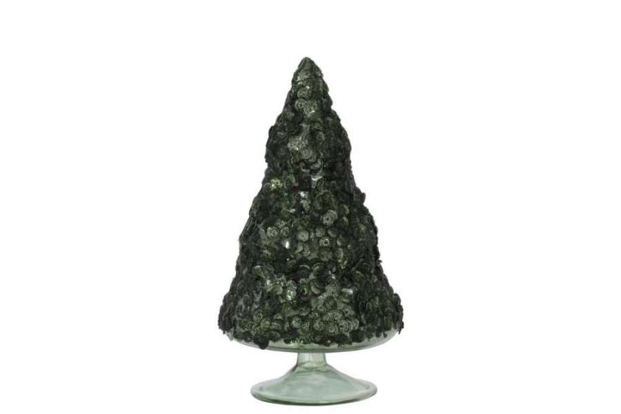 CHRISTMAS TREE SEQUINS SUGAR MATTE DARK GREEN LARGE