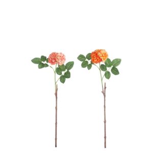 ROSE WILD 2LEAVES POLYESTER ORANGE/PINK ASSORTMENT OF 2