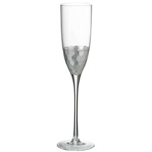 CHAMPAGNE GLASS TRANSPARENT/SILVER 7X7X26CM