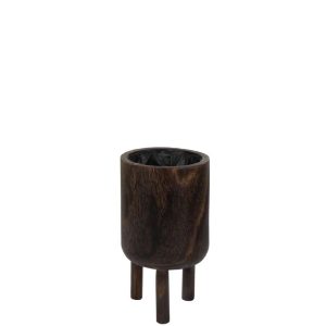 FLOWERPOT ON FOOT PAULOWNIA WOOD BROWN SMALL