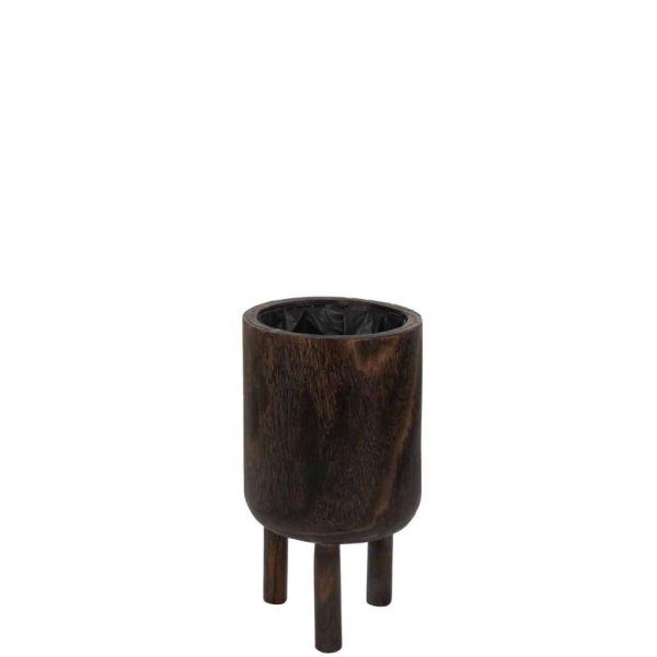 FLOWERPOT ON FOOT PAULOWNIA WOOD BROWN SMALL