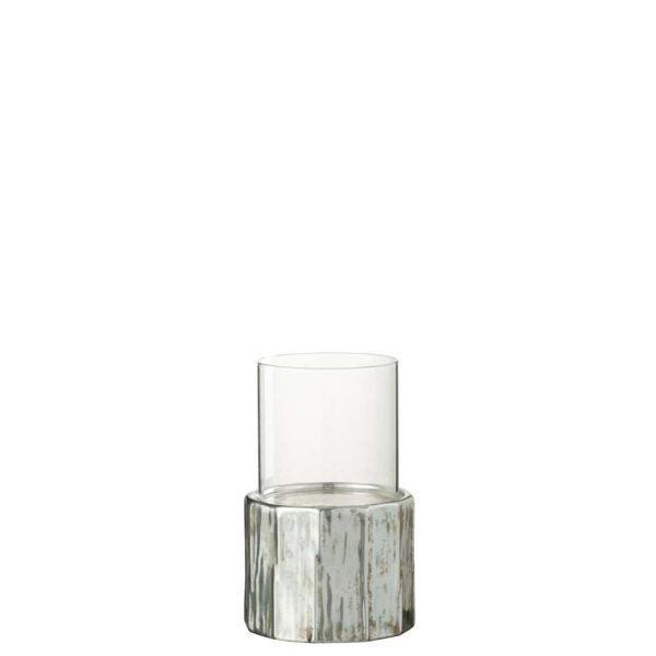 CANDLEHOLDER ARY CLAY SILVER SMALL