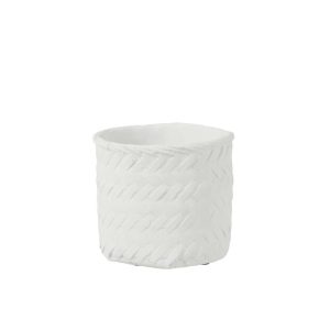 FLOWERPOT WOVEN IMITATION CEMENT WHITE LARGE