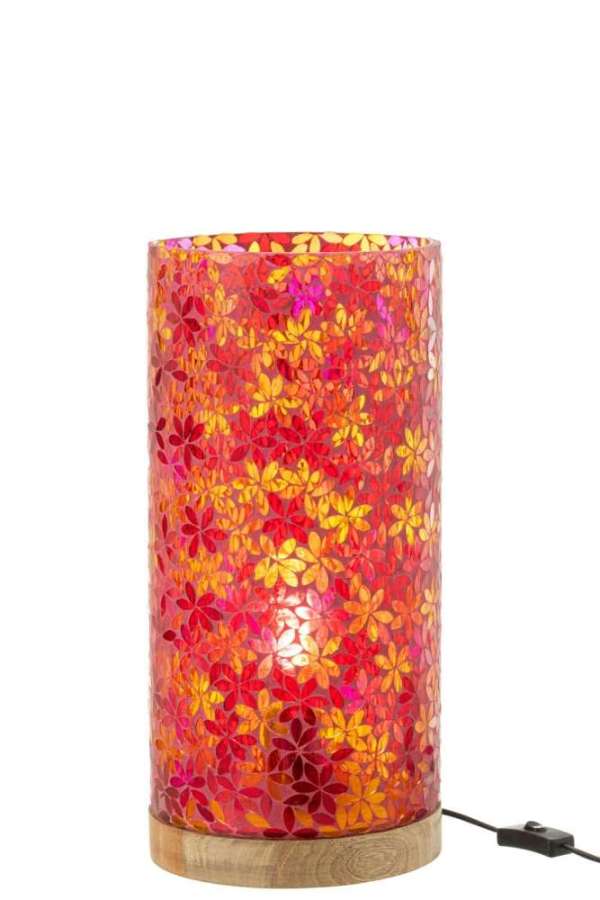 LAMP TABLE FLOWER MOSAIC GLASS PINK LARGE