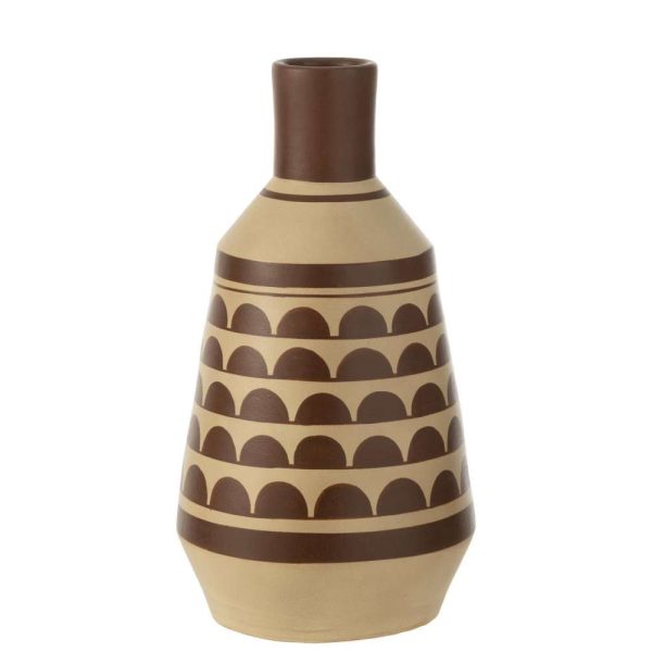 VASE PATTERN HALF-CIRCLES TERRACOTTA WHITE/BROWN