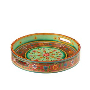 TRAY HANDLES ROUND MANGO WOOD MIX