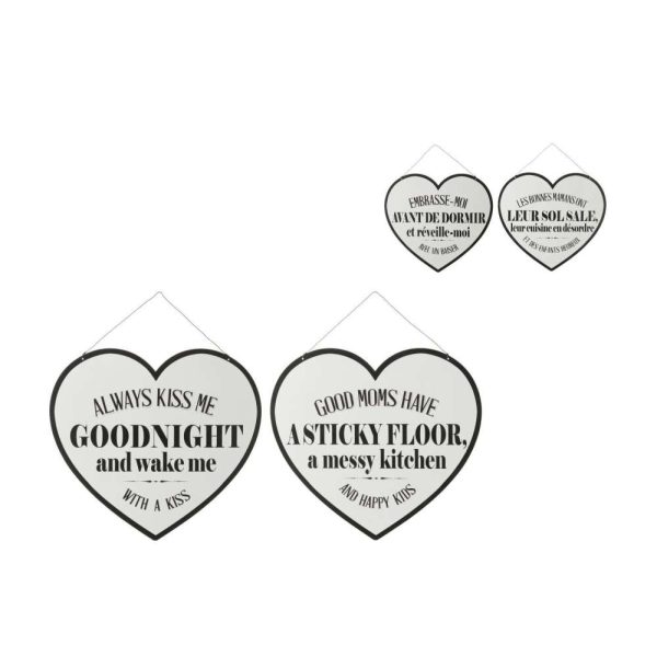 PLACARD TEXTS ENGLISH/FRENCH METAL WHITE/BLACK ASSORTMENT OF 2