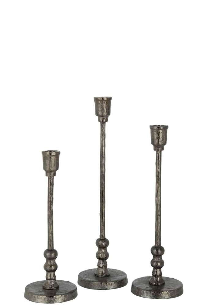 SET OF THREE CANDLESTICK BECCA ALUMINIUM BLACK