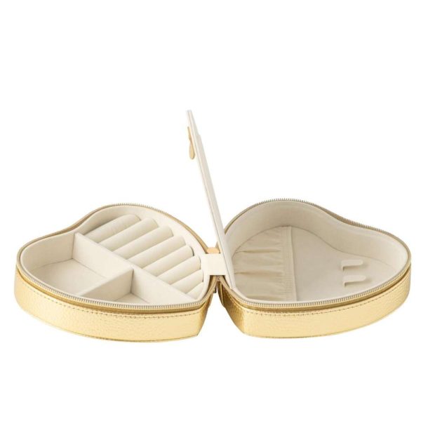 JEWELLERY BOX HEART ARTIFICIAL LEATHER GOLD