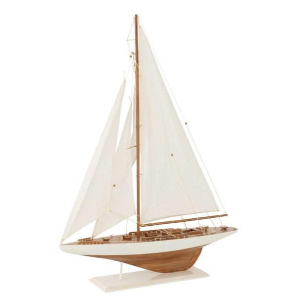 SAILBOAT PAULOWNIA WOOD WHITE/NATURAL LARGE
