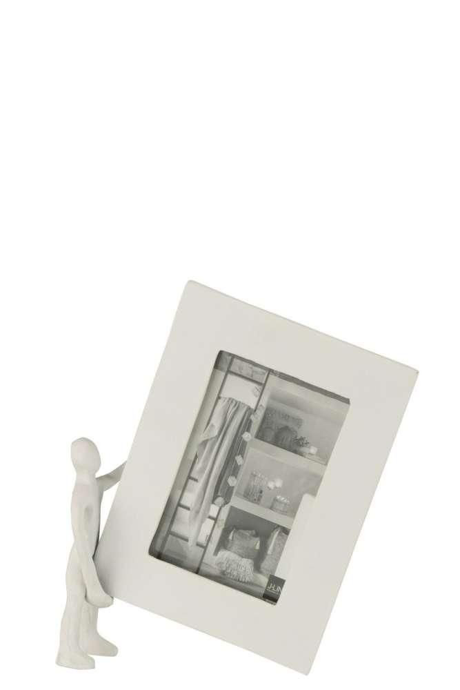 FIGURE WITH PHOTOFRAME ALUMINIUM WHITE SMALL