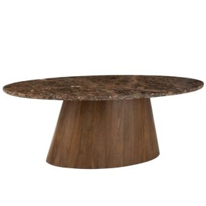 DINING TABLE OVAL MARBLE/MANGO WOOD BROWN