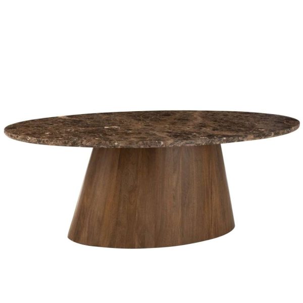 DINING TABLE OVAL MARBLE/MANGO WOOD BROWN