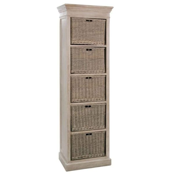 RACK + 5 BASKET WOOD NAT 59X40X194CM