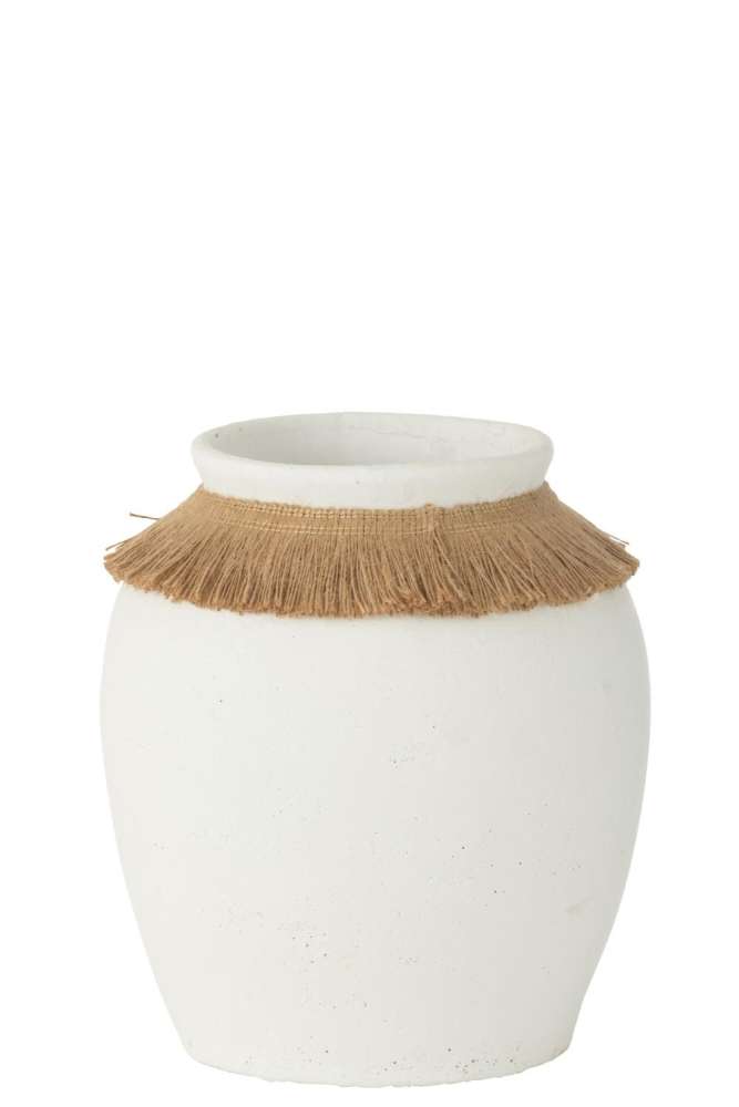VASE IBIZA CLAY/REED WHITE/NATURAL MEDIUM