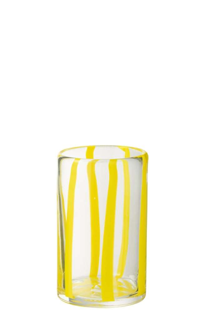 DRINKING GLASS STRIPES GLASS TRANSPARENT/YELLOW