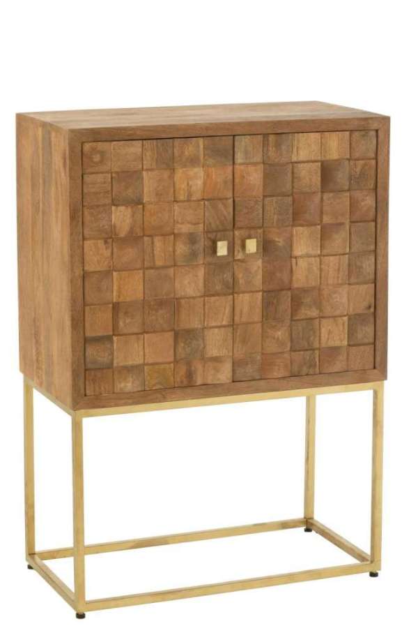 CUPBOARD ON FOOT NINO METAL/MANGO WOOD NATURAL/GOLD
