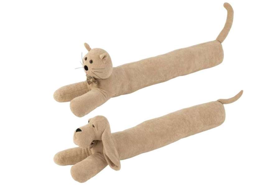 DRAUGHT EXCLUDER DOG/CAT BOUCLÉ BEIGE ASSORTMENT OF 2