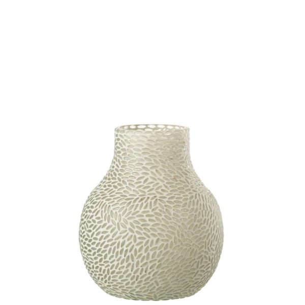 VASE MOSAIC GLASS GREY/WHITE MEDIUM
