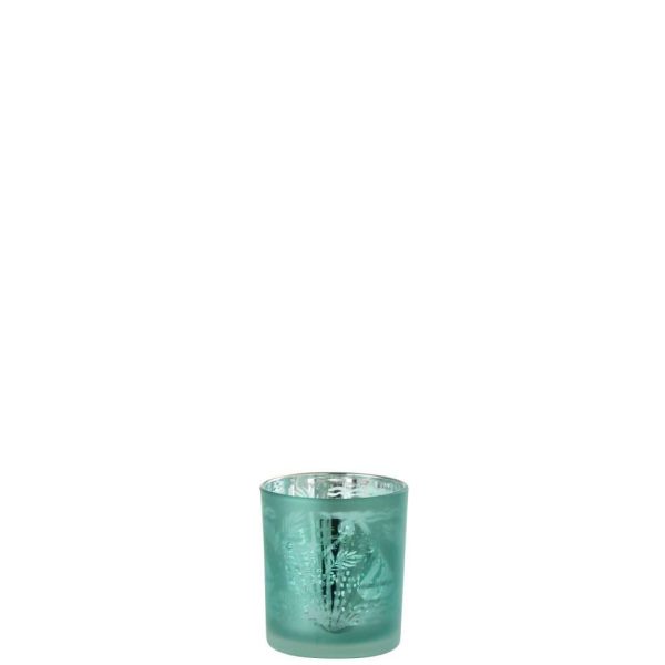 TEALIGHT SHELLS GLASS BLUE/SILVER