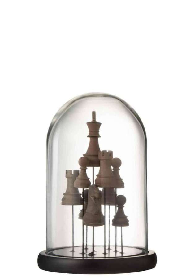 BELL JAR CHESS GLASS BROWN SMALL