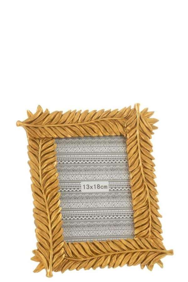 FRAME LEAVES LONG POLY GOLD LARGE