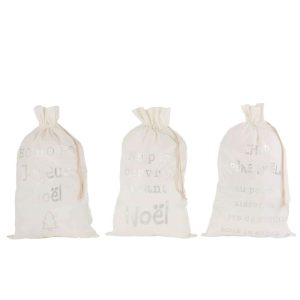 BAG CHRISTMAS FRENCH VELVET WHITE LARGE ASSORTMENT OF 3