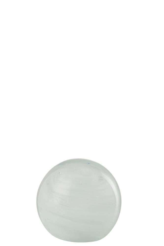 PAPERWEIGHT TWISTER ROUND GLASS WHITE SMALL
