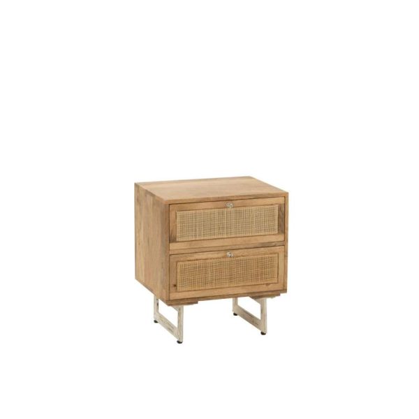 BEDSIDE TABLE RATTAN MANGO WOOD NATURAL