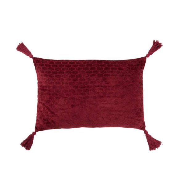 CUSHION PATTERN RECTANGLE COTTON DARK RED