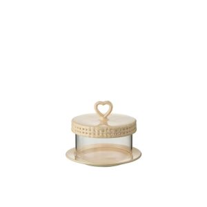 CAKE PLATE UNDER GLASS CERAMIC PEACH SMALL