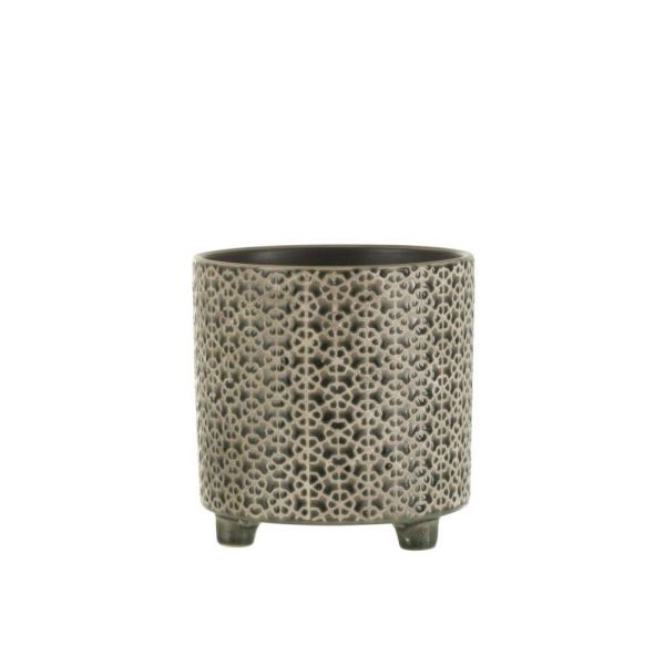 FLOWERPOT FLOWER CERAMIC GREY/BLUE LARGE