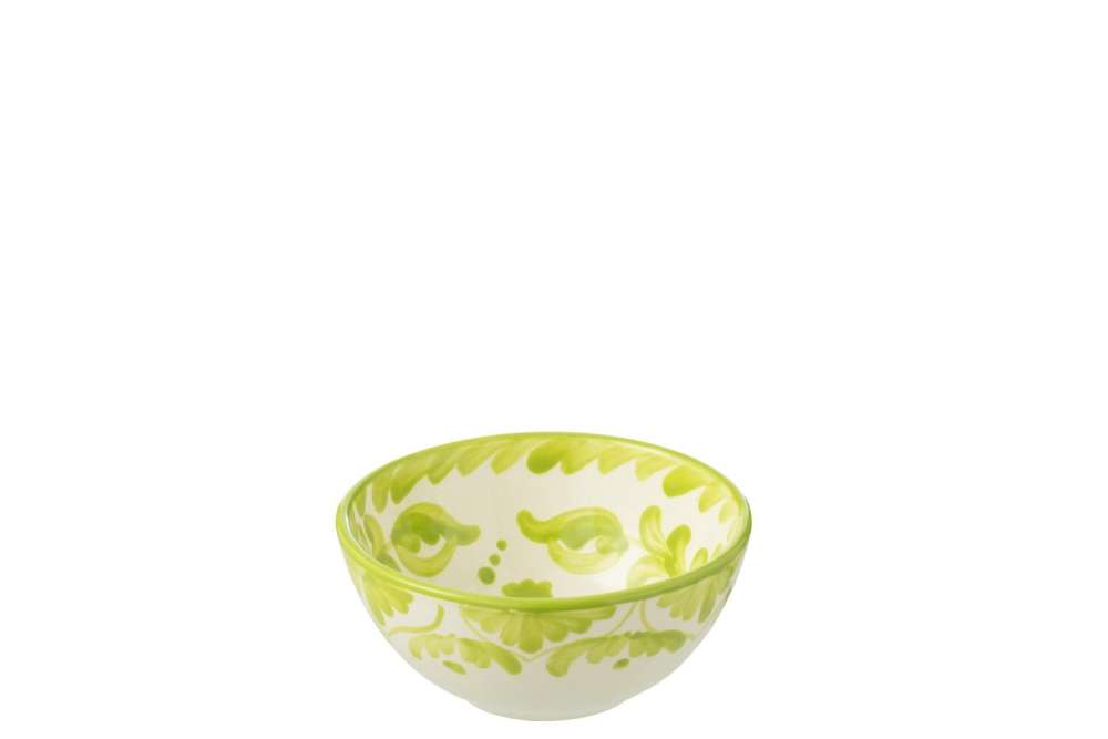 BOWL GRANADA HIGH CERAMIC WHITE/GREEN SMALL