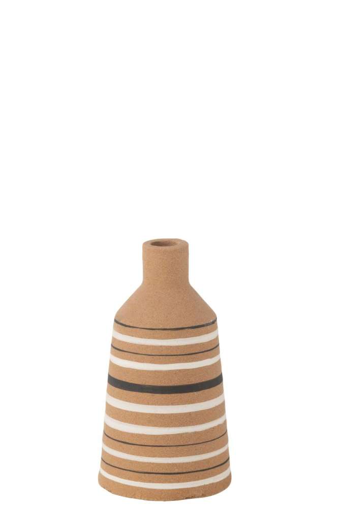 VASE TUKANO STRIPES TERRA BROWN/BLACK/WHITE MEDIUM