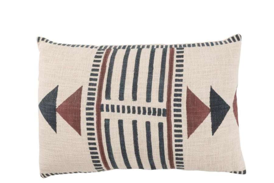 CUSHION ETNIC COTTON CREAM/BROWN/BLACK