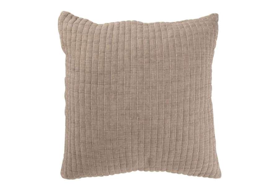 CUSHION TEDDY LINES STITCHING COTTON/POLYESTER GREY