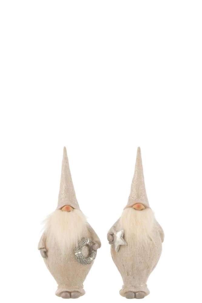 SANTA CLAUS STANDING POLY BEIGE SMALL ASSORTMENT OF 2