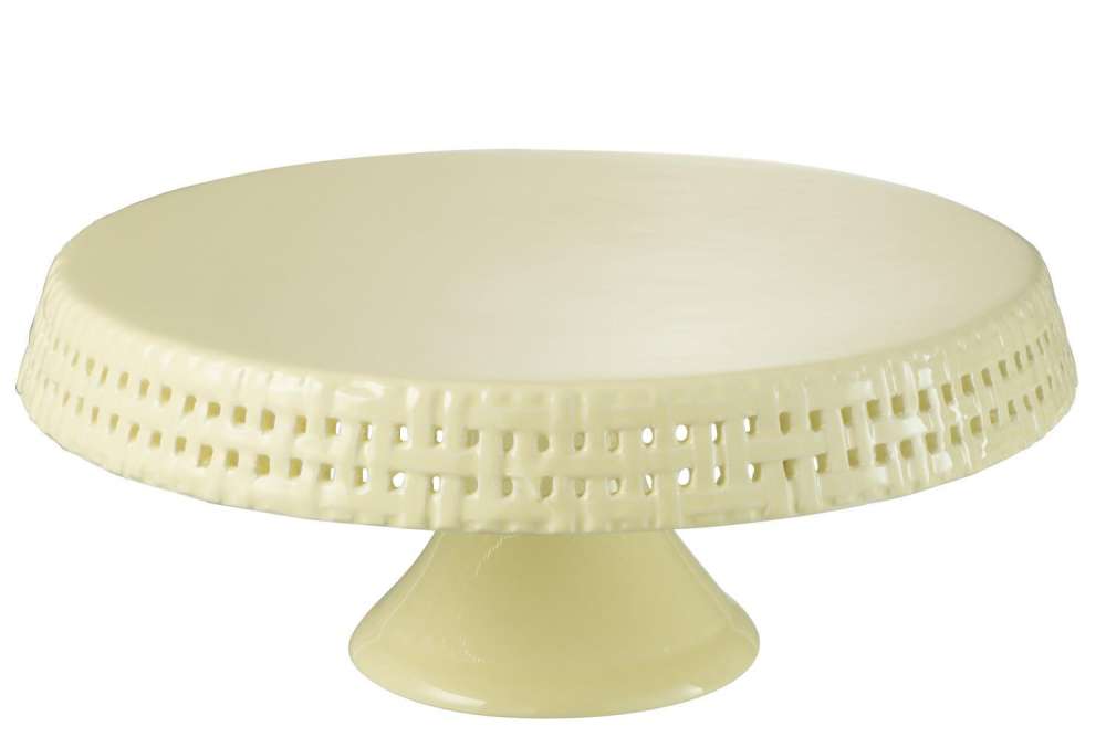CAKE PLATE CERAMIC YELLOW LARGE