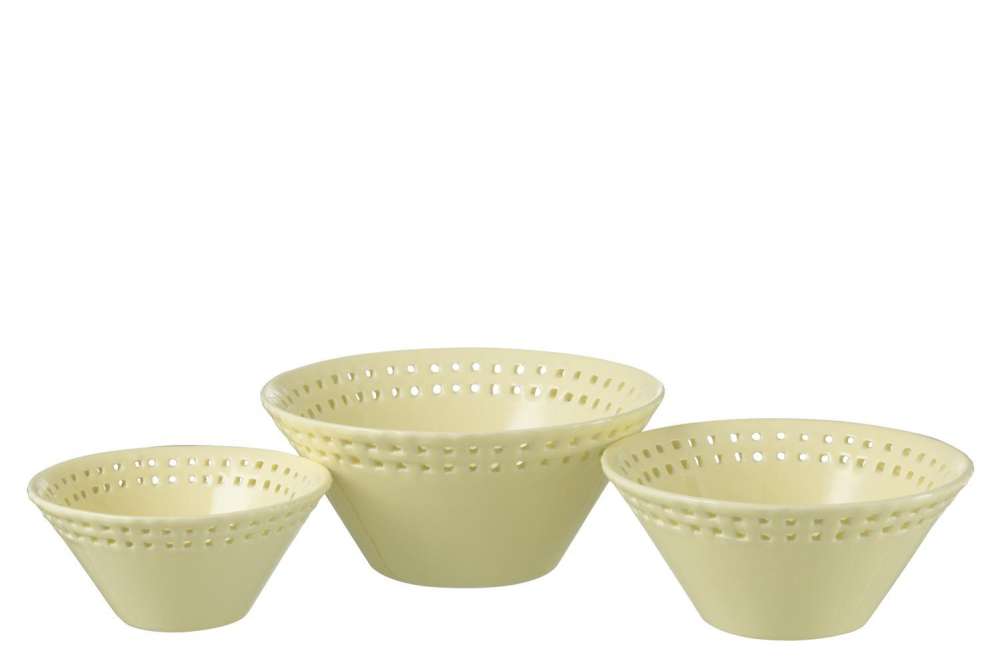 SET OF 3 BOWL CERAMIC YELLOW  SMALL/MEDIUM/LARGE