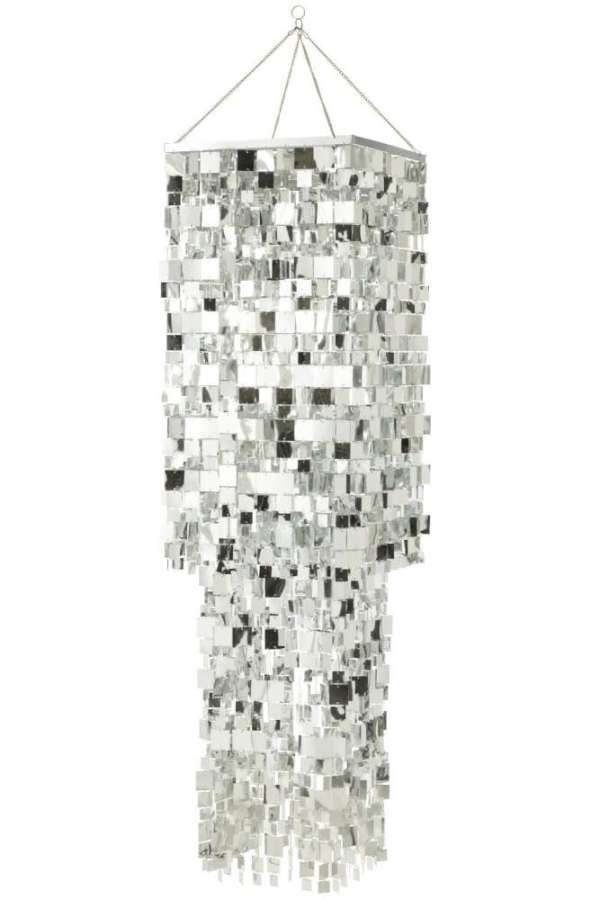 LAMP SHADE CHANDELIER SQUARE PVC SILVER COLORED LARGE