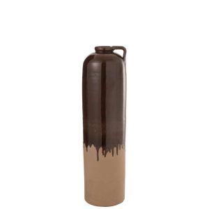 VASE HANDLE CERAMIC BEIGE/BROWN MEDIUM