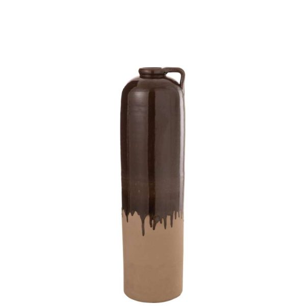 VASE HANDLE CERAMIC BEIGE/BROWN MEDIUM