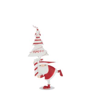 SANTA CLAUS LED TREE IRON CHRISTMAS RED/WHITE SMALL
