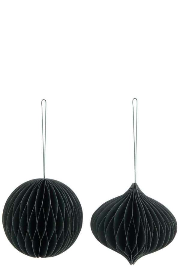 XMAS BALL PAPER GREEN LARGE ASSORTMENT OF 2