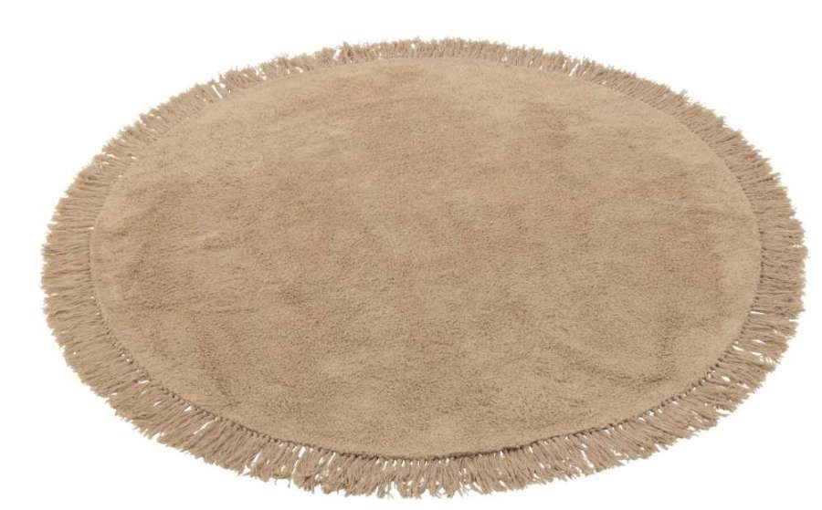 RUG ROUND+FRINGES DARK BEIGE