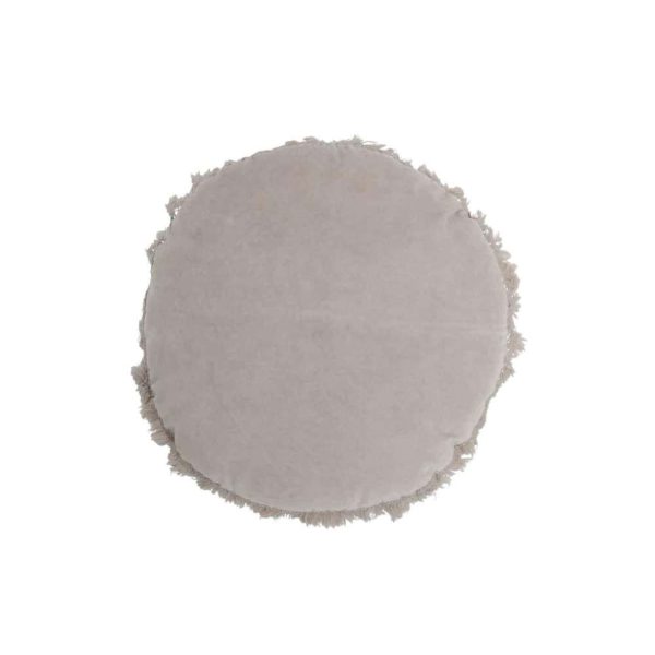 CUSHION ROUND VELVET COTTON/LINEN GREY