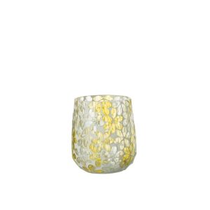 HURRICANE FLOWERS GLASS YELLOW/SILVER MEDIUM