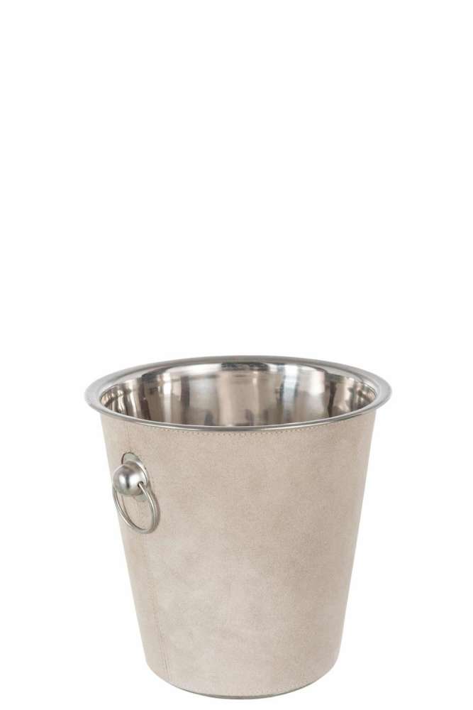 ICE BUCKET ROUND LEATHER BEIGE