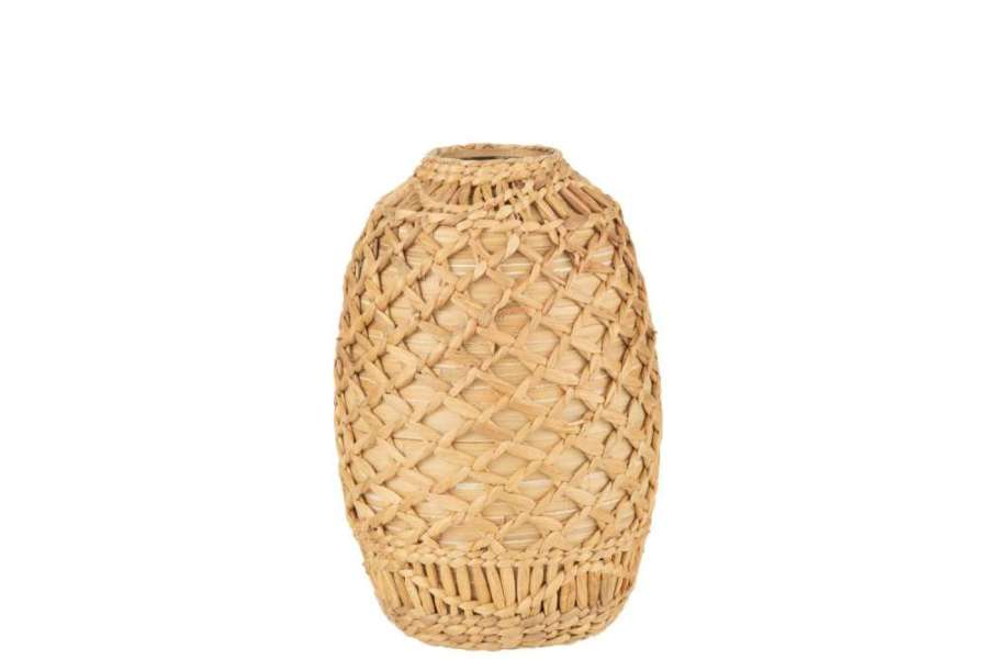 VASE WICKER BAMBOO NATURAL MEDIUM